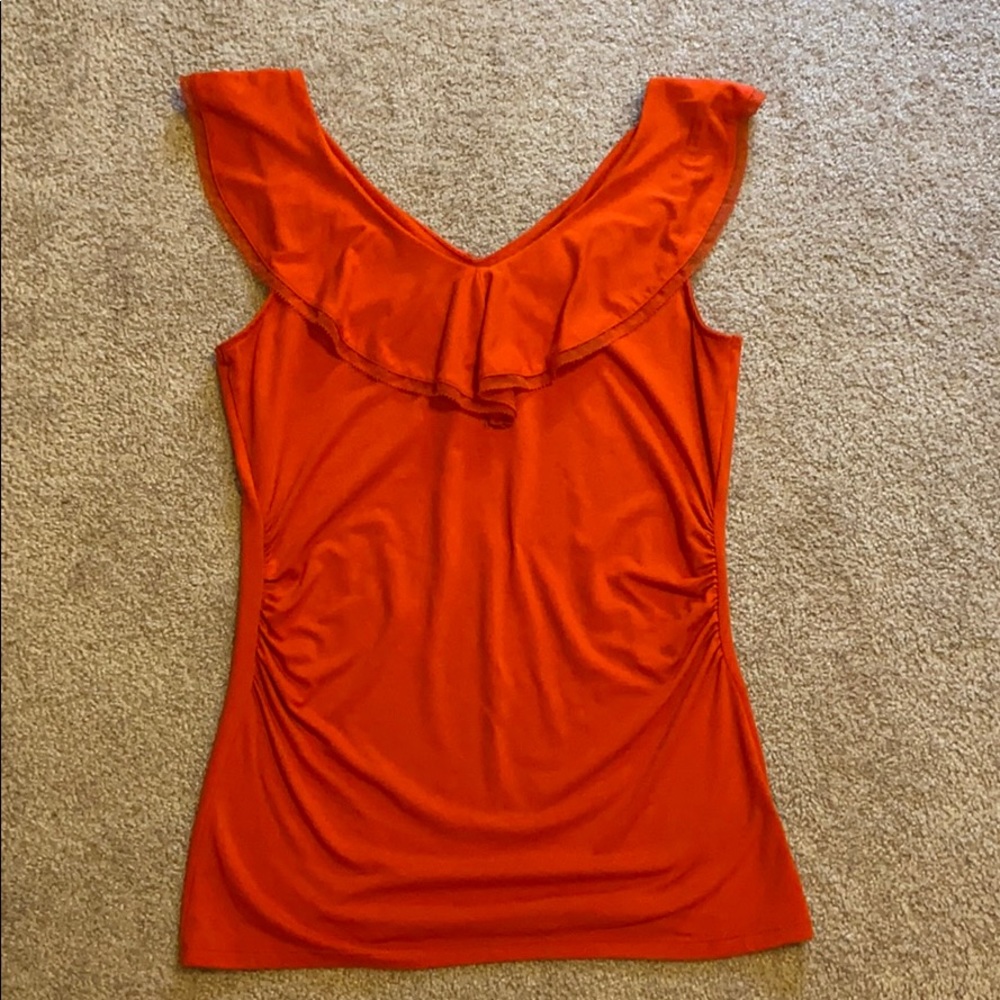 White House Black Market Orange Ruffle Top